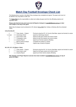 Match Day Football Envelope Check List