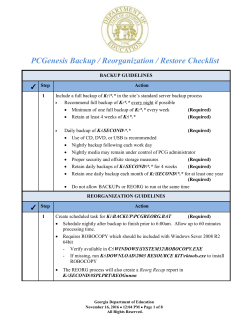 Tech 2: PCGenesis Full System Recovery Checklist
