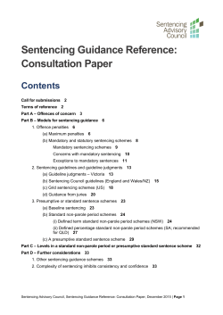 Sentencing Guidance Reference Consultation Paper