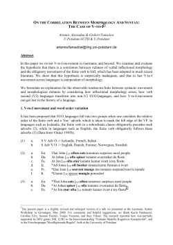 On the Correlation Between Morphology And Syntax: