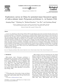 Exploratory survey in China for potential insect biocontrol