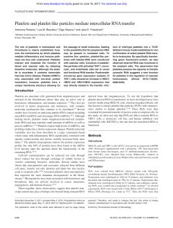 Platelets and platelet-like particles mediate intercellular RNA transfer
