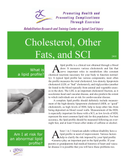 Cholesterol, Other Fats, and SCI - Rehabilitation Research and