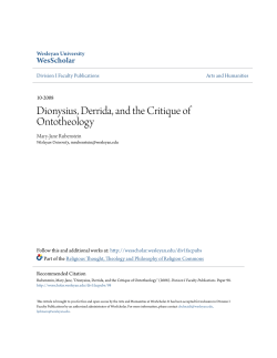 Dionysius, Derrida, and the Critique of Ontotheology