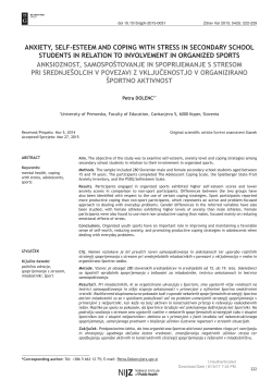 anxiety, self-esteem and coping with stress in
