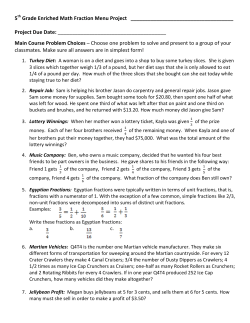 5th Grade Enriched Math Fraction Menu Project Pr
