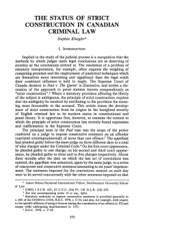 Status of Strict Construction in Canadian Criminal Law, The