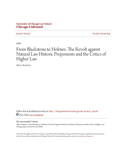 From Blackstone to Holmes: The Revolt against Natural Law Historic