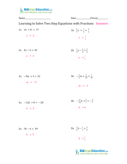 Learning to Solve Two Step Equations with Fractions Answers