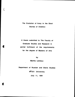 The Evolution of Irony in the Short Stories of Chekhov A thesis