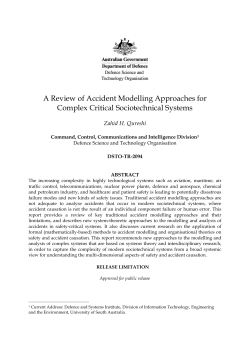 A Review of Accident Modelling Approaches for Complex Critical