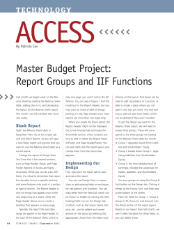 Master Budget Project: Report Groups and IIF
