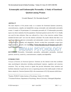 Ectomorphic and Endomorphic Personality: A Study of Emotional