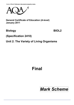 A-level Biology Mark Scheme Unit 02 - The variety of living