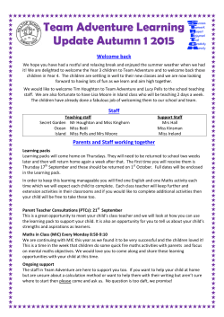 Team Adventure Learning Update Autumn 1 2015