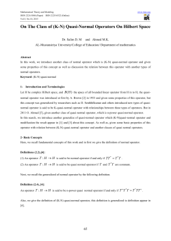 On The Class of (K-N) Quasi-Normal Operators On Hilbert Space