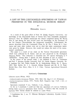 A LIST OF THE CHRYSOMELID SPECIMENS OF TAIWAN