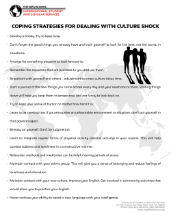 Coping Strategies Culture Shock