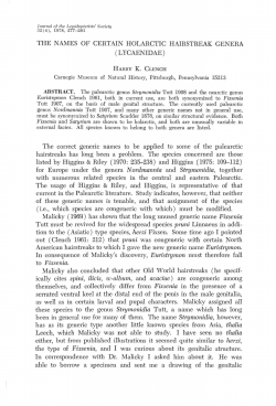 THE NAMES OF CERTAIN HOLARCTIC HAIRSTREAK GENERA