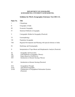 Geography - Kurukshetra University
