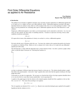 First Order Differential Equations as applied to Air