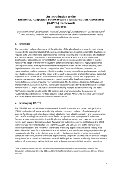 An introduction to the Resilience, Adaptation Pathways and