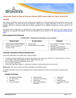 Information Guide for Special Occasion Permits (SOP) issued under