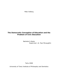 1 The Democratic Conception of Education