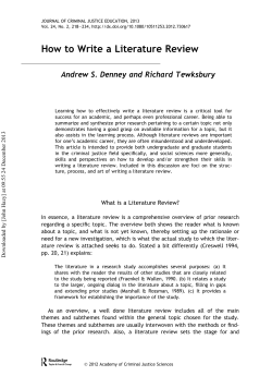 How to Write a Literature Review