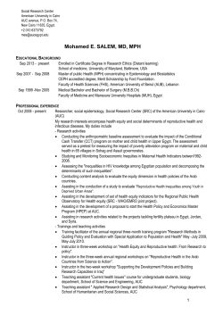 Mohamed E. SALEM, MD, MPH - The American University in Cairo