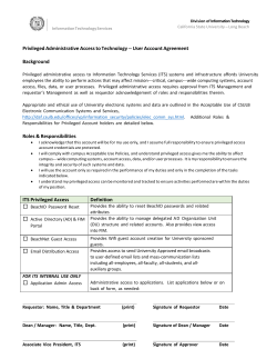 User Agreement / Privileged Access Form