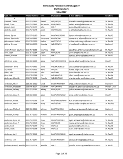 MPCA Staff Phone Directory - Minnesota Pollution Control Agency