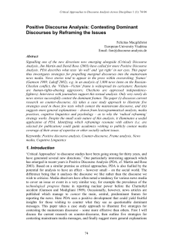 Positive Discourse Analysis: Contesting Dominant Discourses by