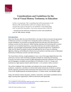 Considerations and Guidelines for the Use of Visual History