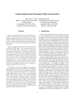 Understanding Instant Messaging Traffic Characteristics