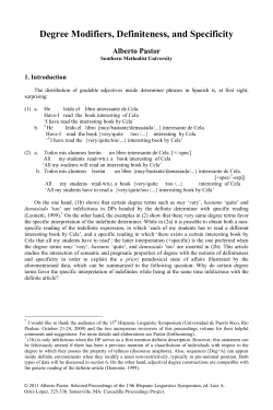 Degree Modifiers, Definiteness, and Specificity