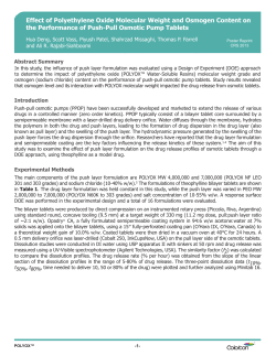 CRS 2013 - Effect of Polyethylene Oxide Molecular Weight and
