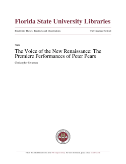 The Voice of the New Renaissance: The Premiere Performances of