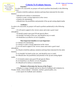 Criteria To Evaluate Success