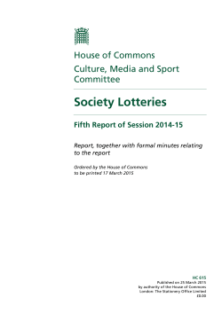Society Lotteries - Publications.parliament.uk