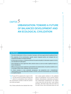 URBANISATION: TOWARD A FUTURE OF BALANCED