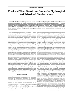 Food and Water Restriction Protocols: Physiological and