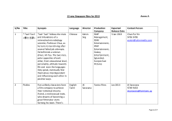 13 new Singapore films for 2013 Annex A S/No Title Synopsis