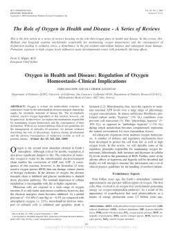 The Role of Oxygen in Health and Disease - A Series of
