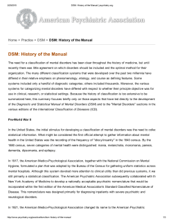 DSM: History of the Manual