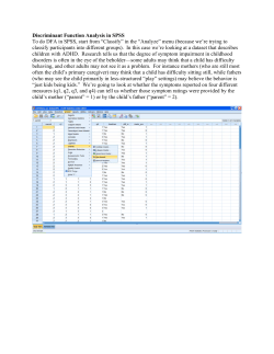 Discriminant Function Analysis in SPSS To do DFA
