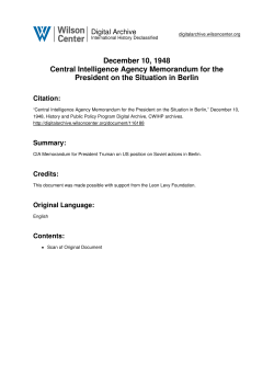 December 10, 1948 Central Intelligence Agency Memorandum for