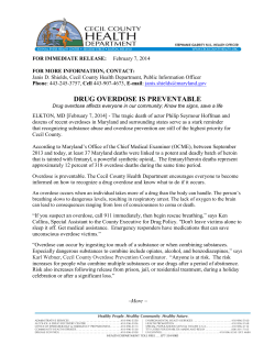drug overdose is preventable - Cecil County Health Department