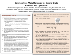 Common Core Math Standards for Second Grade Numbers and