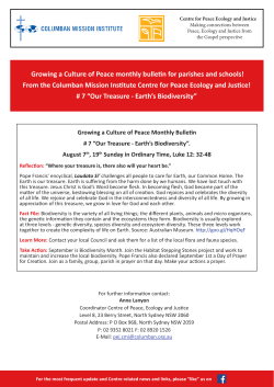 Growing a Culture of Peace monthly bulletin for parishes and schools!